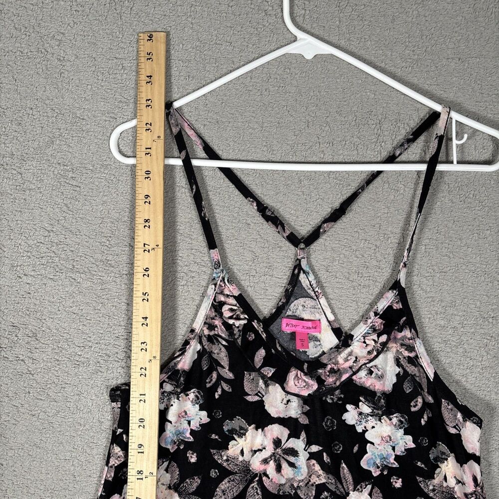 Betsey Johnson Floral Nighty Women’s Size S Black Purple Flowers Mini Night Cami - Picture 6 of 10